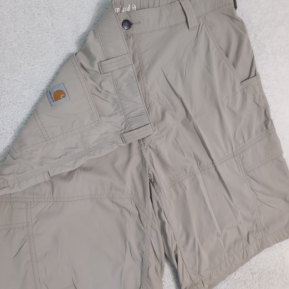 Carhartt Shorts Mens 40x10" Nylon Beige Flexy Relaxed Fit Ripstop Cargo Elastic